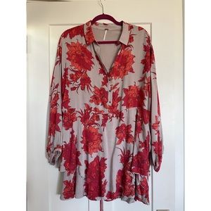 Free People Flowy Collared dress with drawstring